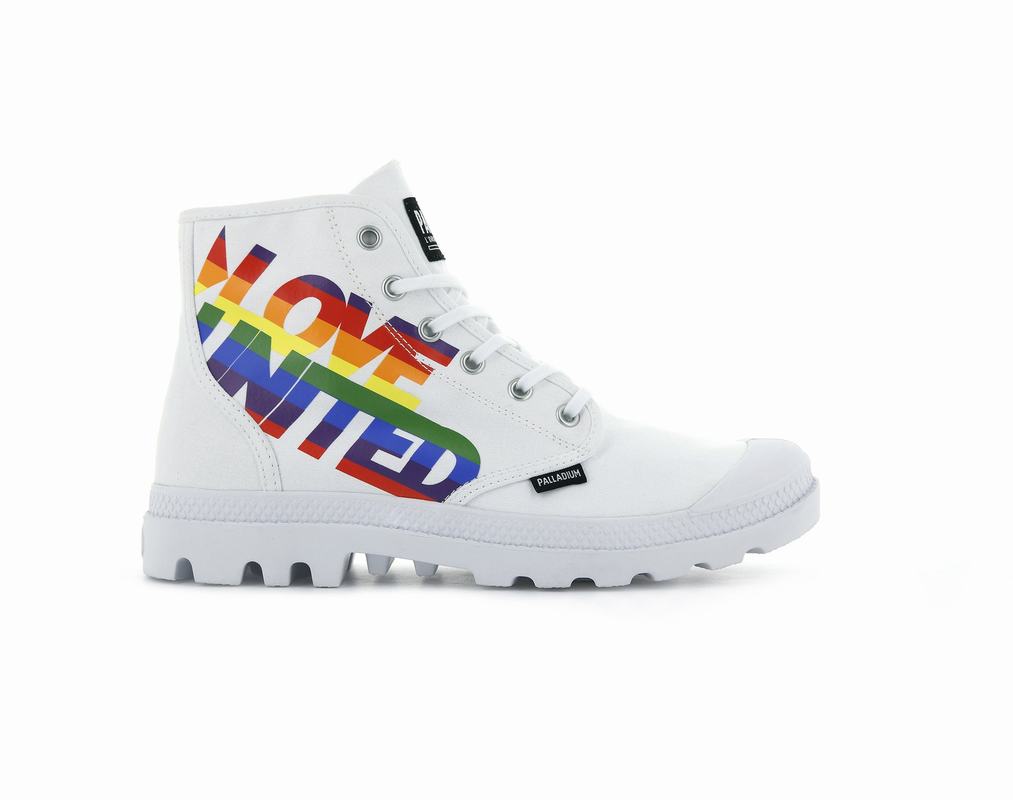 Palladium Pampa Hi Pride Damen Stiefel Weiß ||205617-YVH||